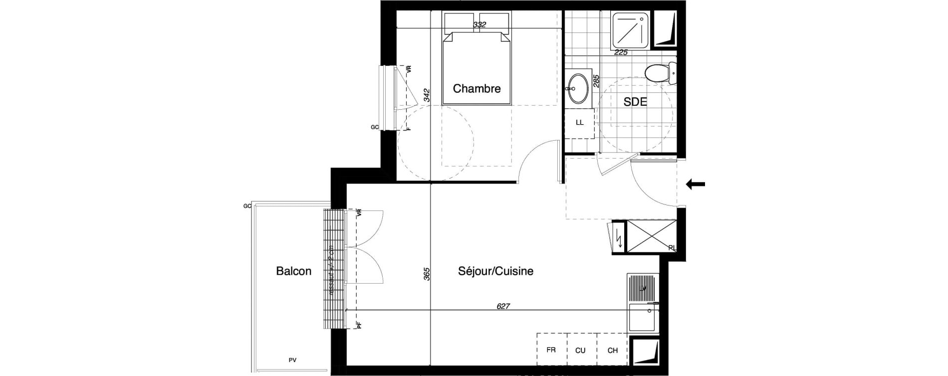 Appartement T2 de 42,03 m2 &agrave; Gretz-Armainvilliers Centre