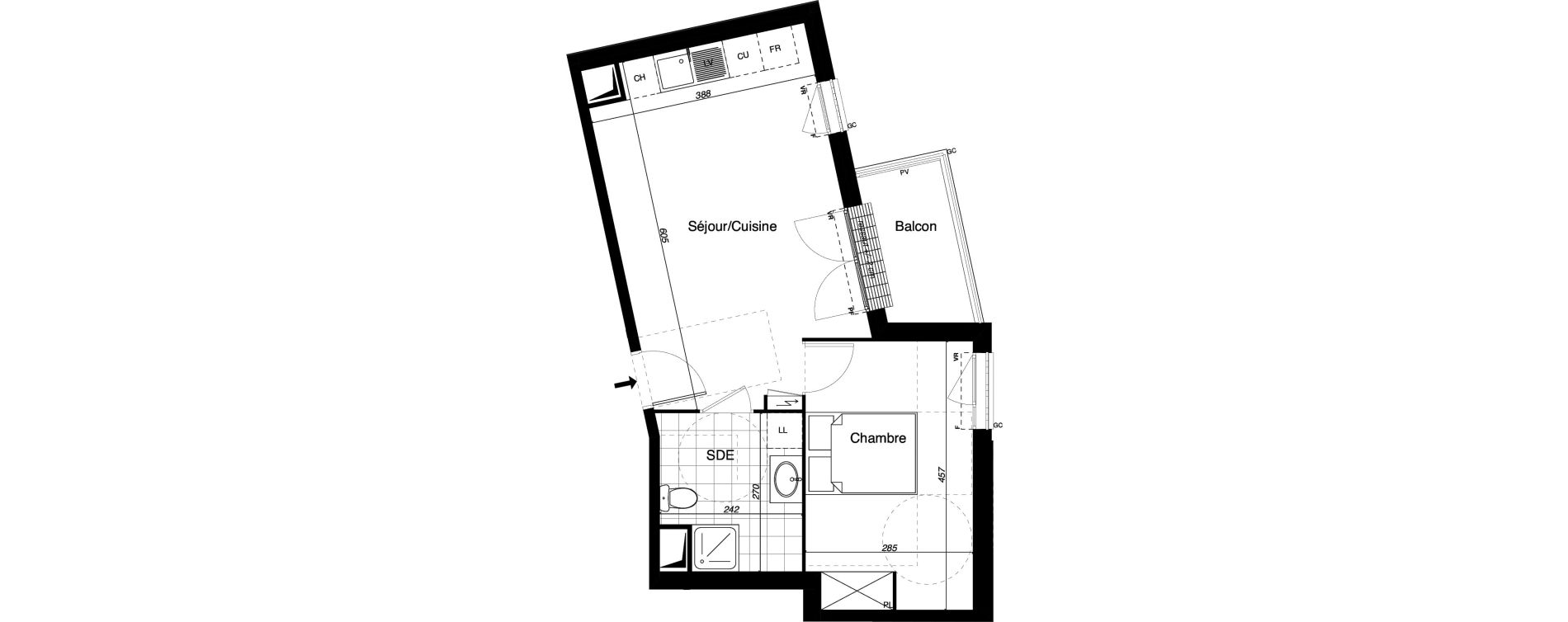 Appartement T2 de 41,29 m2 &agrave; Gretz-Armainvilliers Centre
