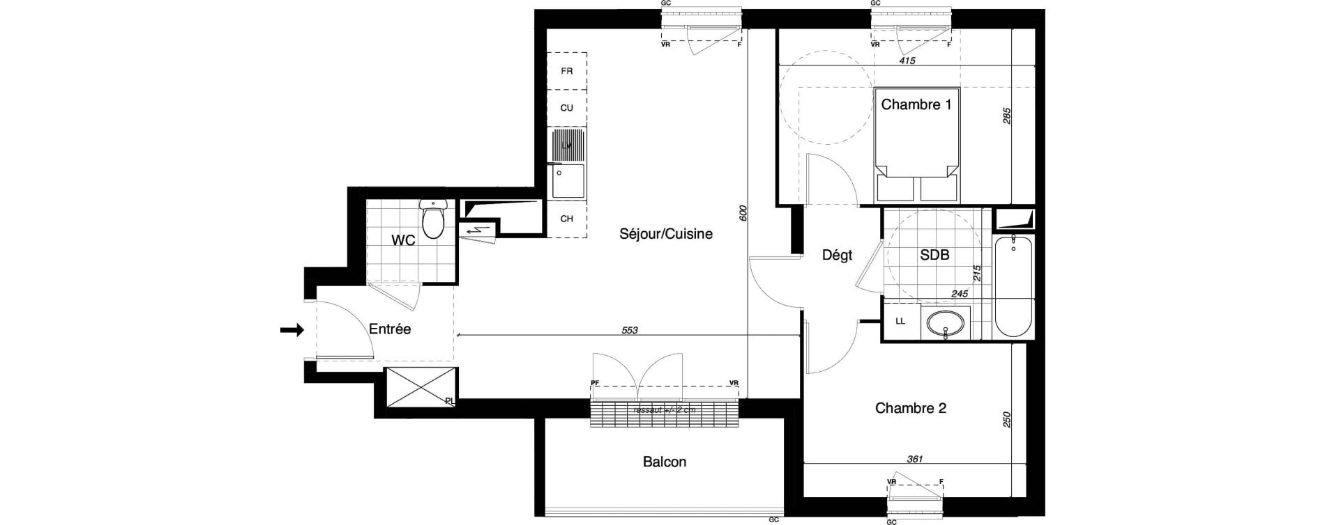 Appartement T3 de 61,39 m2 &agrave; Gretz-Armainvilliers Centre