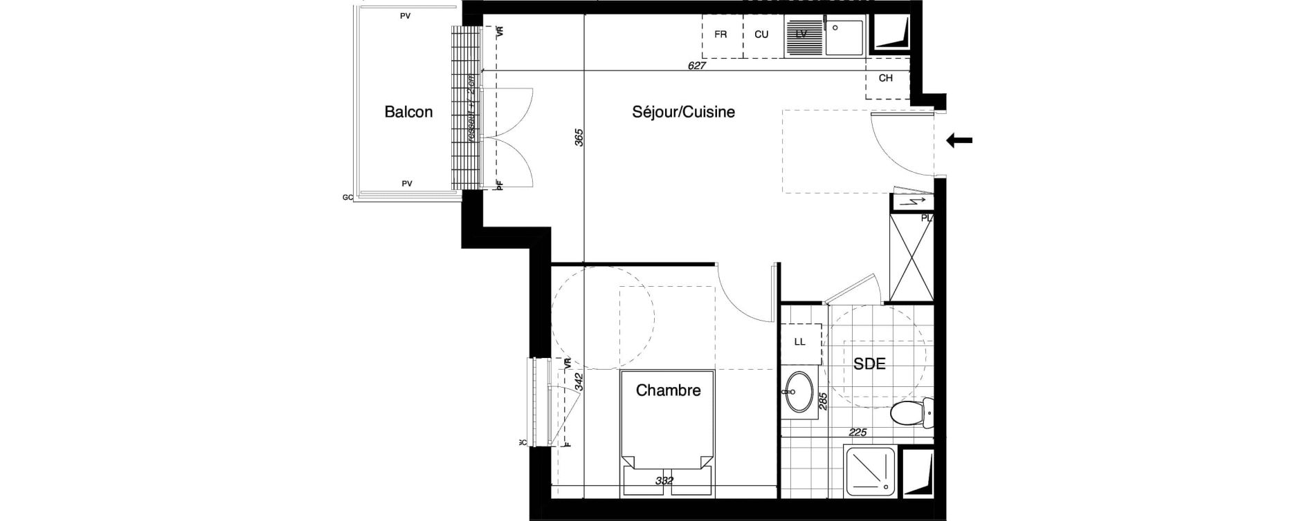 Appartement T2 de 41,24 m2 &agrave; Gretz-Armainvilliers Centre