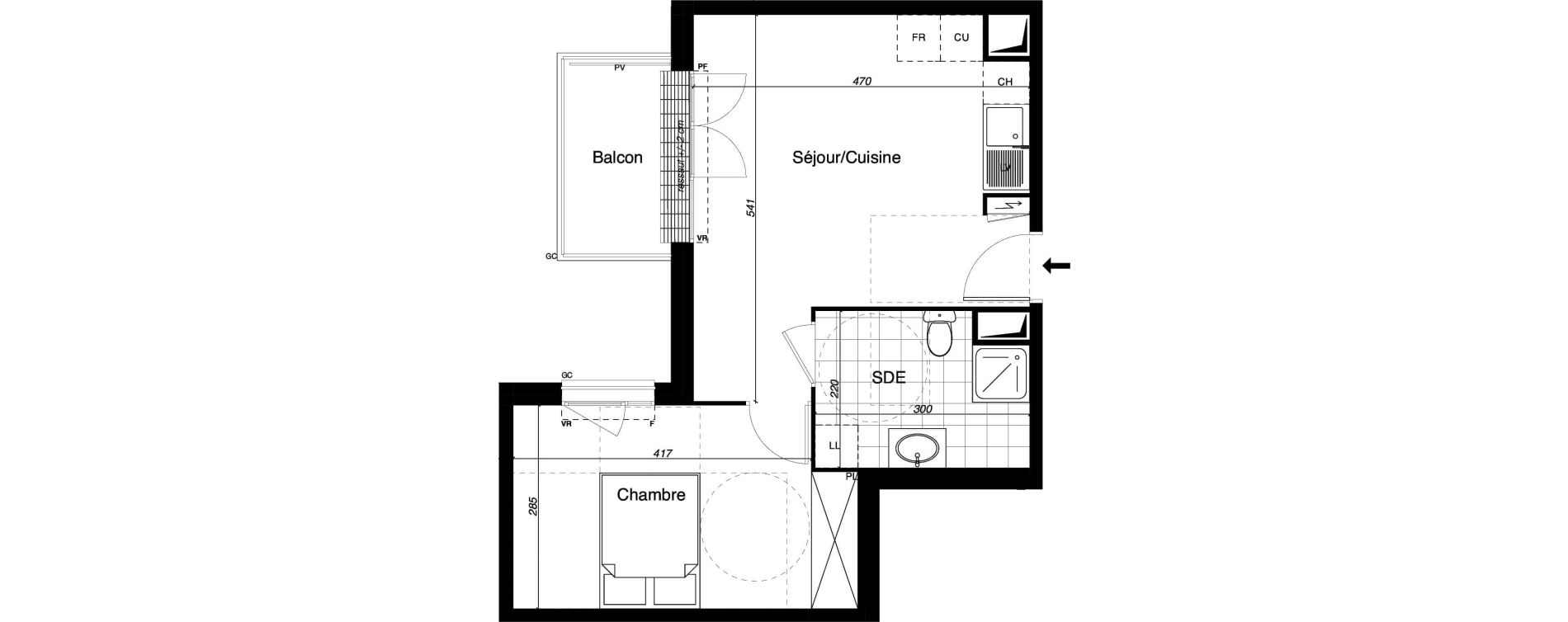 Appartement T2 de 40,12 m2 &agrave; Gretz-Armainvilliers Centre