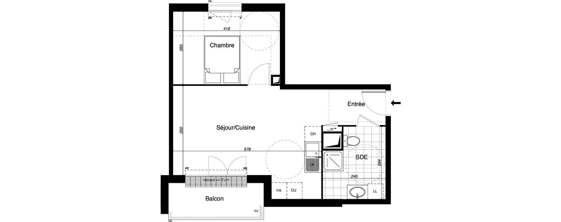 Appartement T2 de 43,27 m2 &agrave; Gretz-Armainvilliers Centre