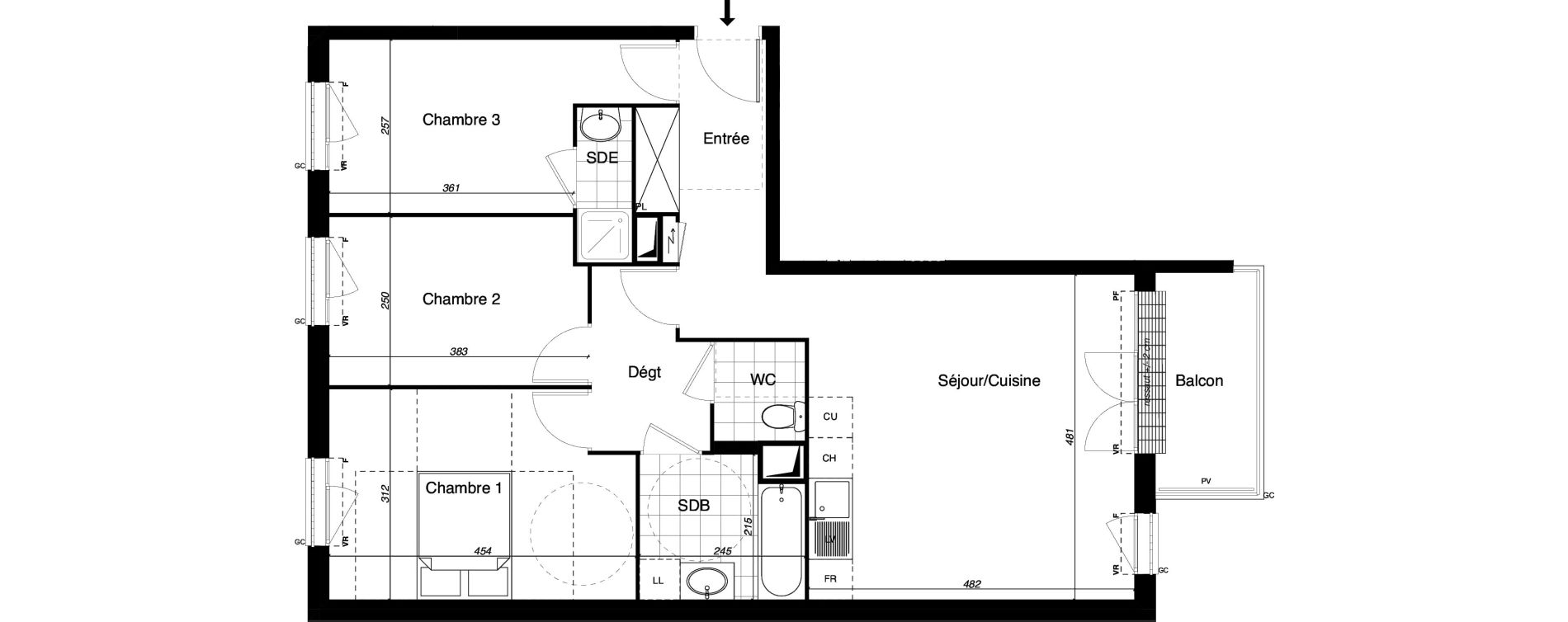 Appartement T4 de 77,14 m2 &agrave; Gretz-Armainvilliers Centre