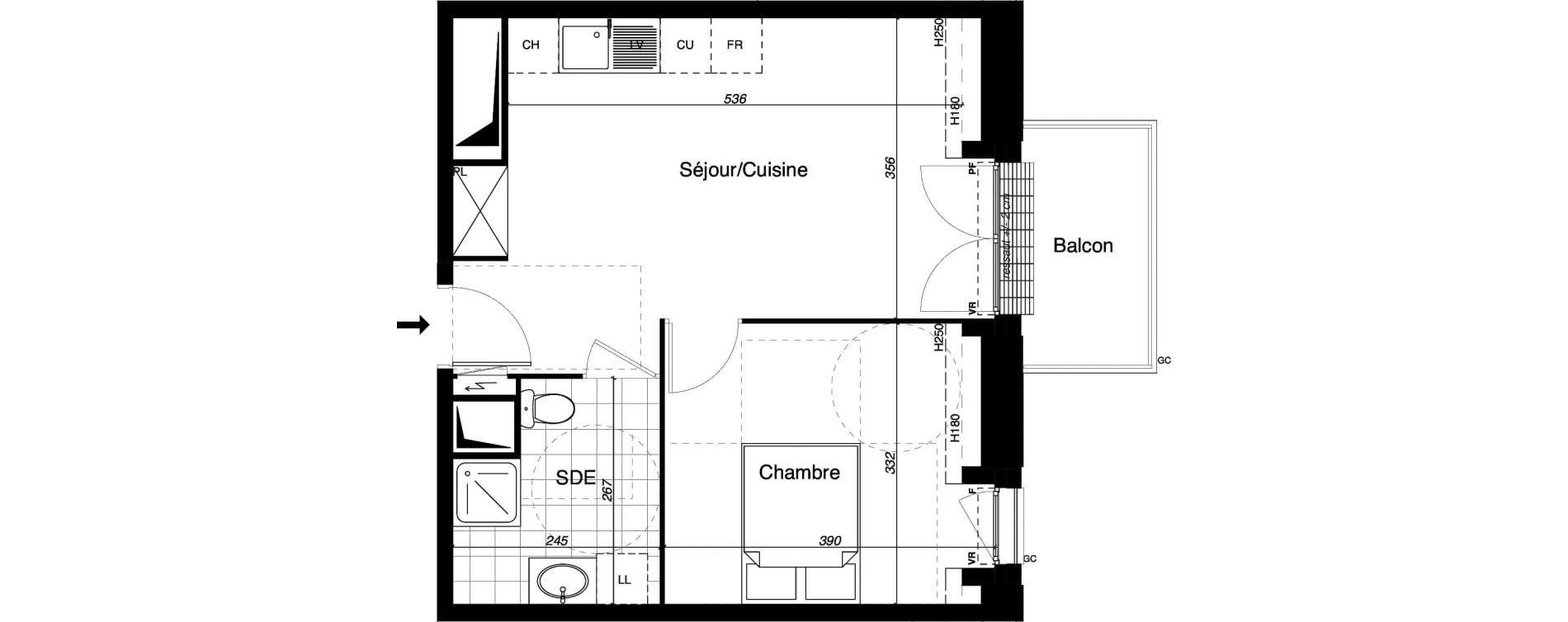 Appartement T2 de 40,36 m2 &agrave; Gretz-Armainvilliers Centre