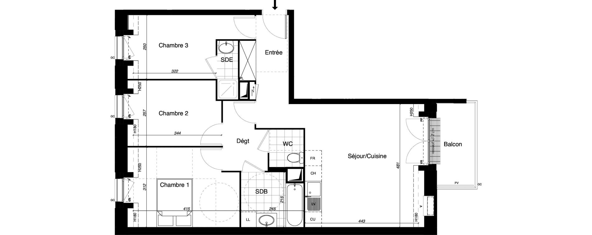 Appartement T4 de 73,98 m2 &agrave; Gretz-Armainvilliers Centre