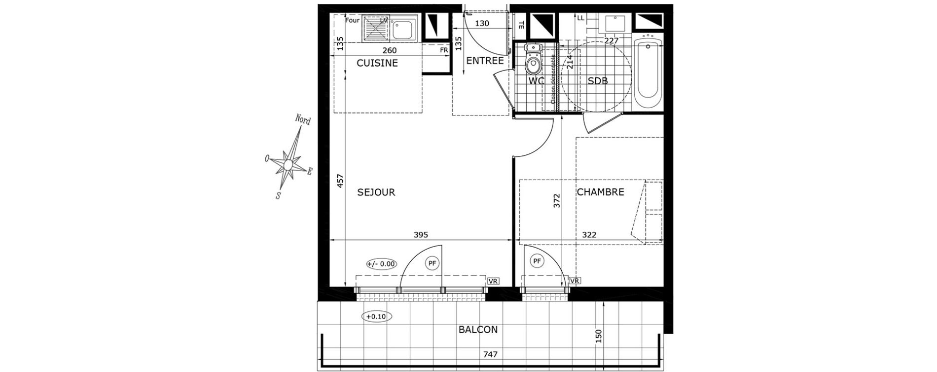 Appartement T2 de 40,80 m2 &agrave; Gretz-Armainvilliers Centre