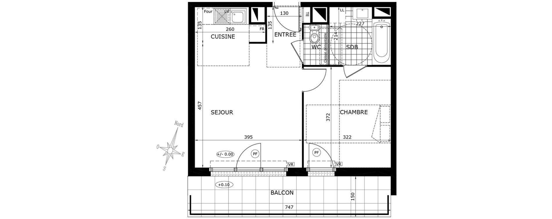 Appartement T2 de 40,80 m2 &agrave; Gretz-Armainvilliers Centre