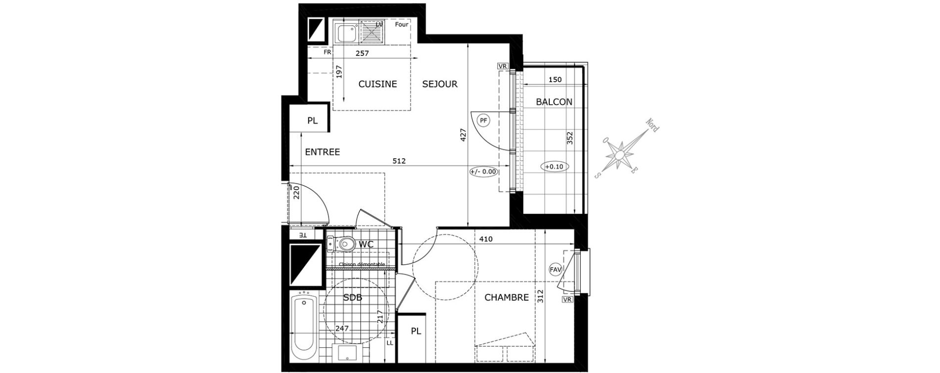 Appartement T2 de 41,55 m2 &agrave; Gretz-Armainvilliers Centre