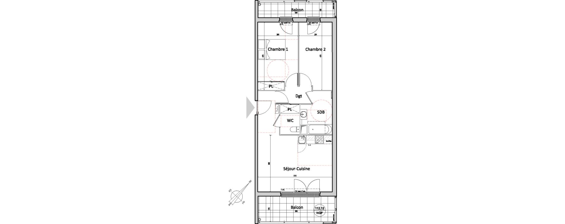 Appartement T3 de 58,96 m2 &agrave; Gretz-Armainvilliers Centre