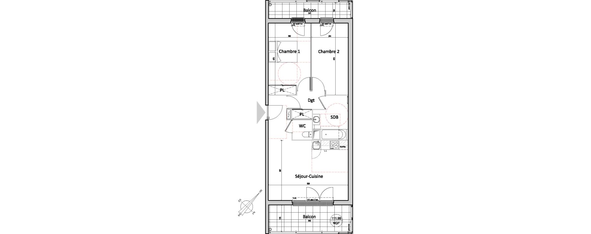 Appartement T3 de 60,44 m2 &agrave; Gretz-Armainvilliers Centre