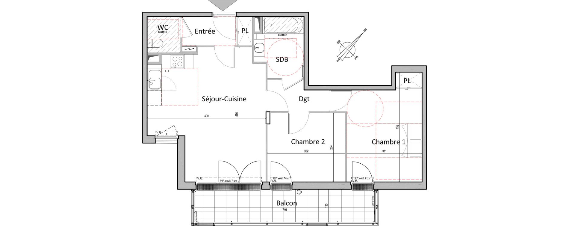 Appartement T3 de 58,49 m2 &agrave; Gretz-Armainvilliers Centre