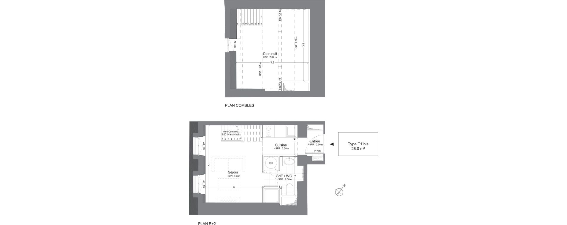 Appartement T1 de 26,00 m2 &agrave; Juilly Centre