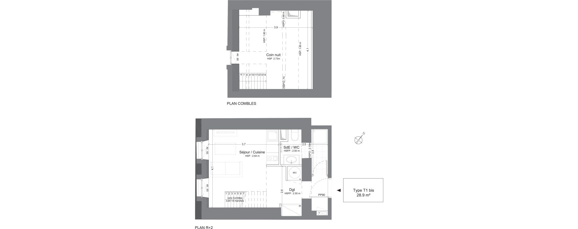 Appartement T1 de 28,90 m2 &agrave; Juilly Centre