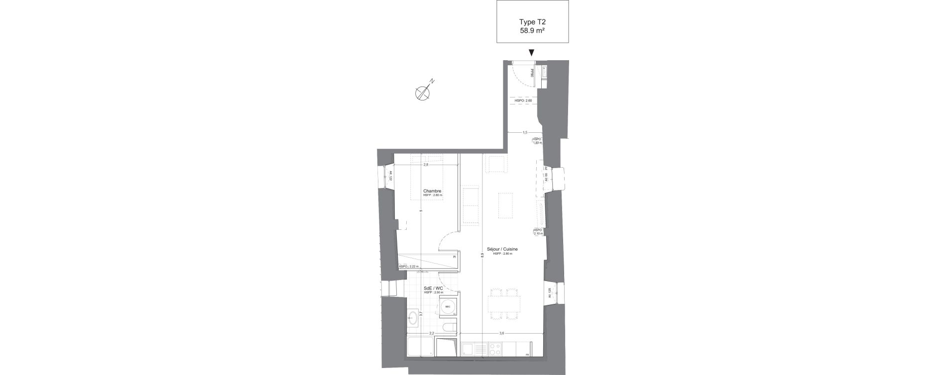 Appartement T2 de 58,90 m2 &agrave; Juilly Centre
