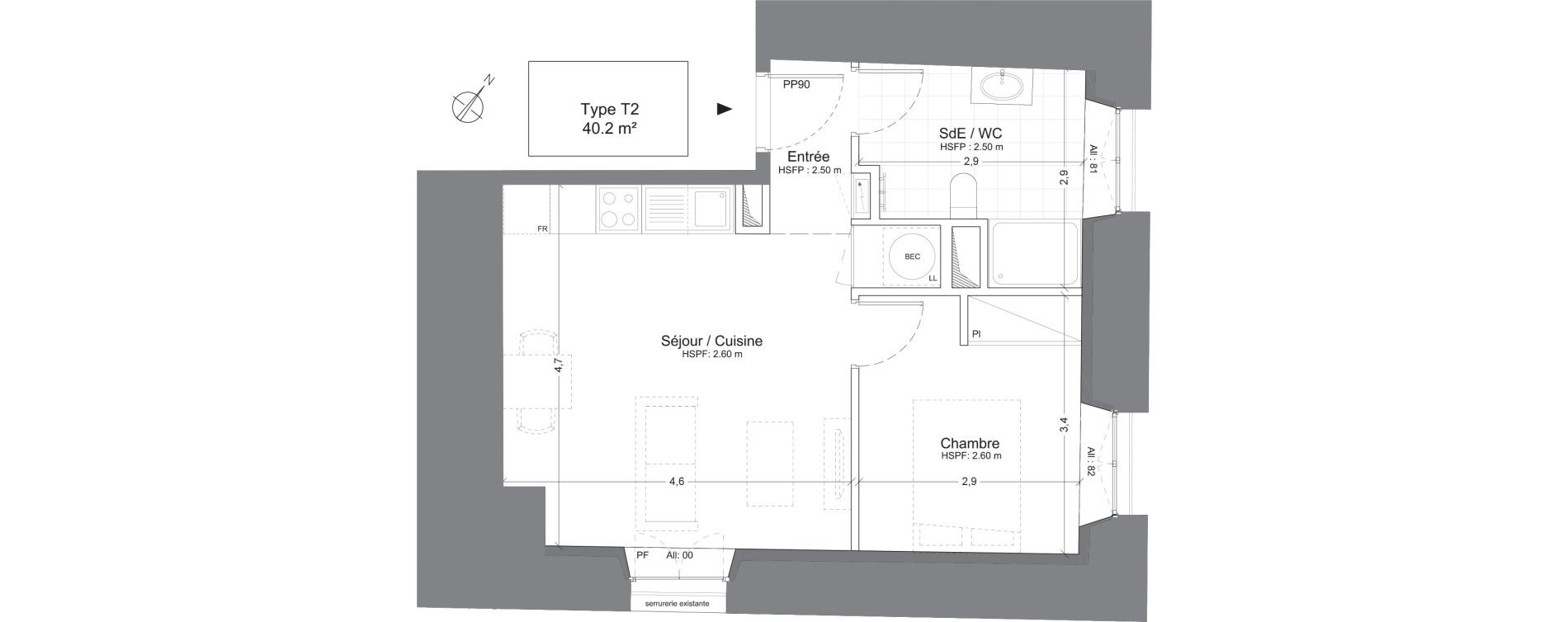 Appartement T2 de 40,20 m2 &agrave; Juilly Centre