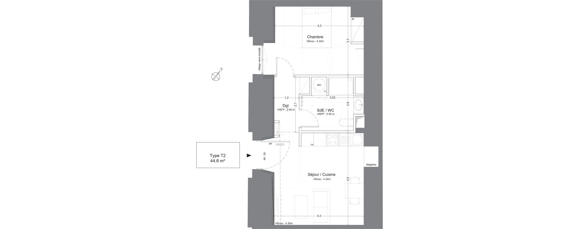 Appartement T2 de 44,60 m2 &agrave; Juilly Centre
