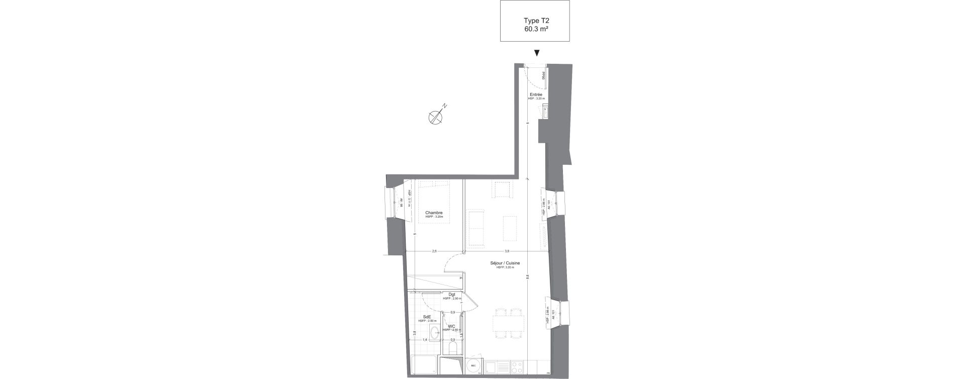 Appartement T2 de 60,30 m2 &agrave; Juilly Centre