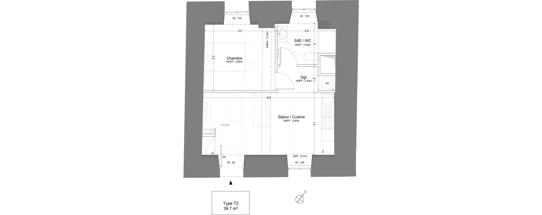 Appartement T2 de 39,70 m2 &agrave; Juilly Centre