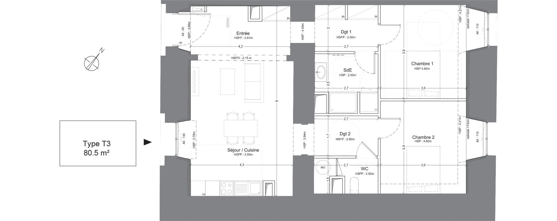 Appartement T3 de 80,50 m2 &agrave; Juilly Centre
