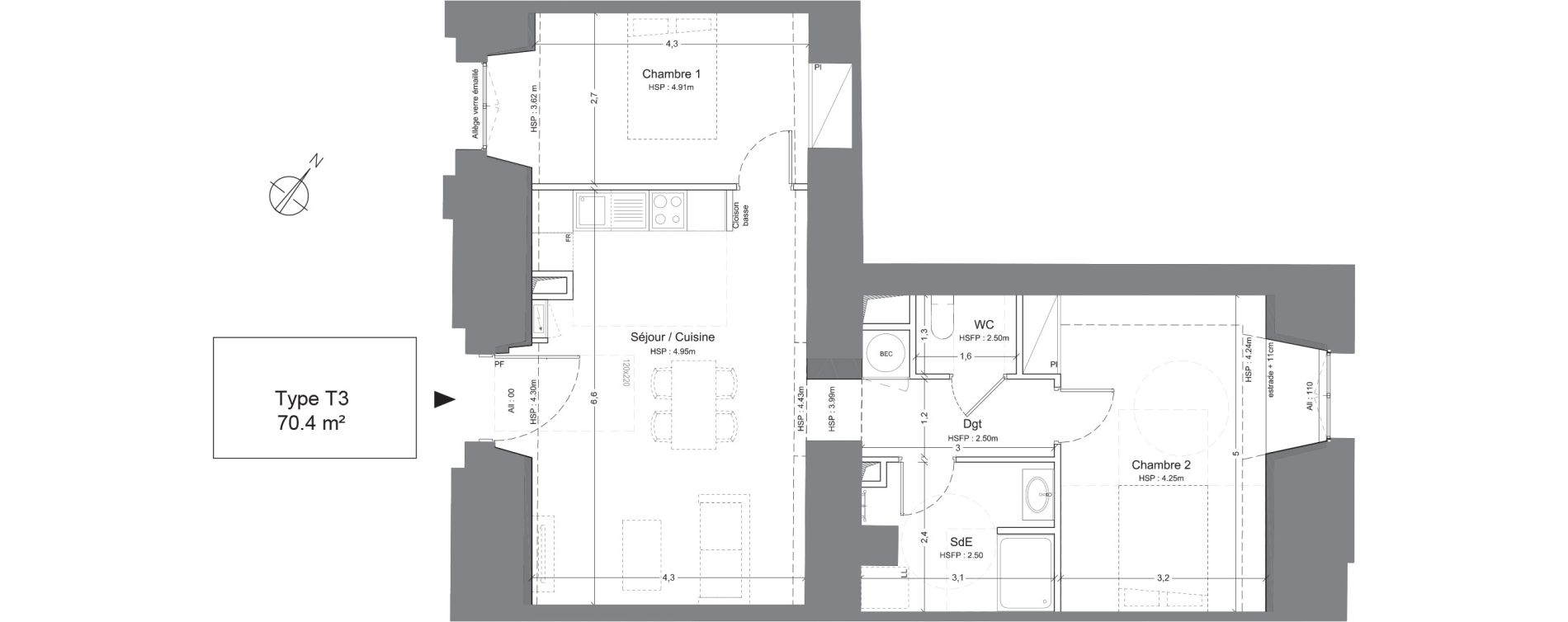 Appartement T3 de 70,40 m2 &agrave; Juilly Centre