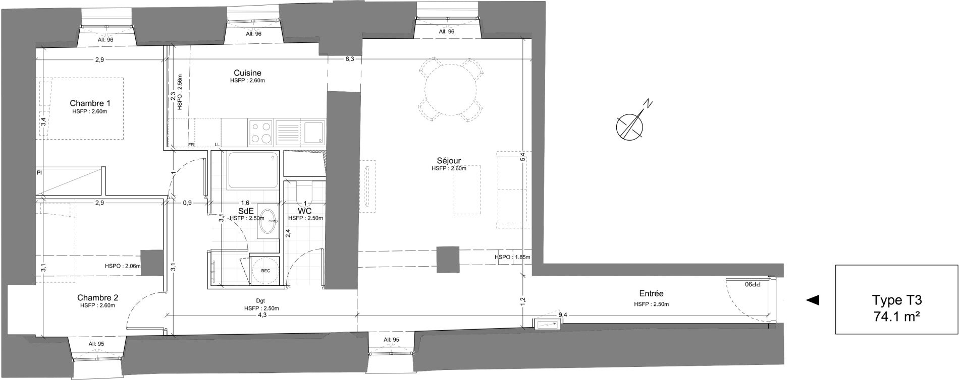 Appartement T3 de 74,10 m2 &agrave; Juilly Centre