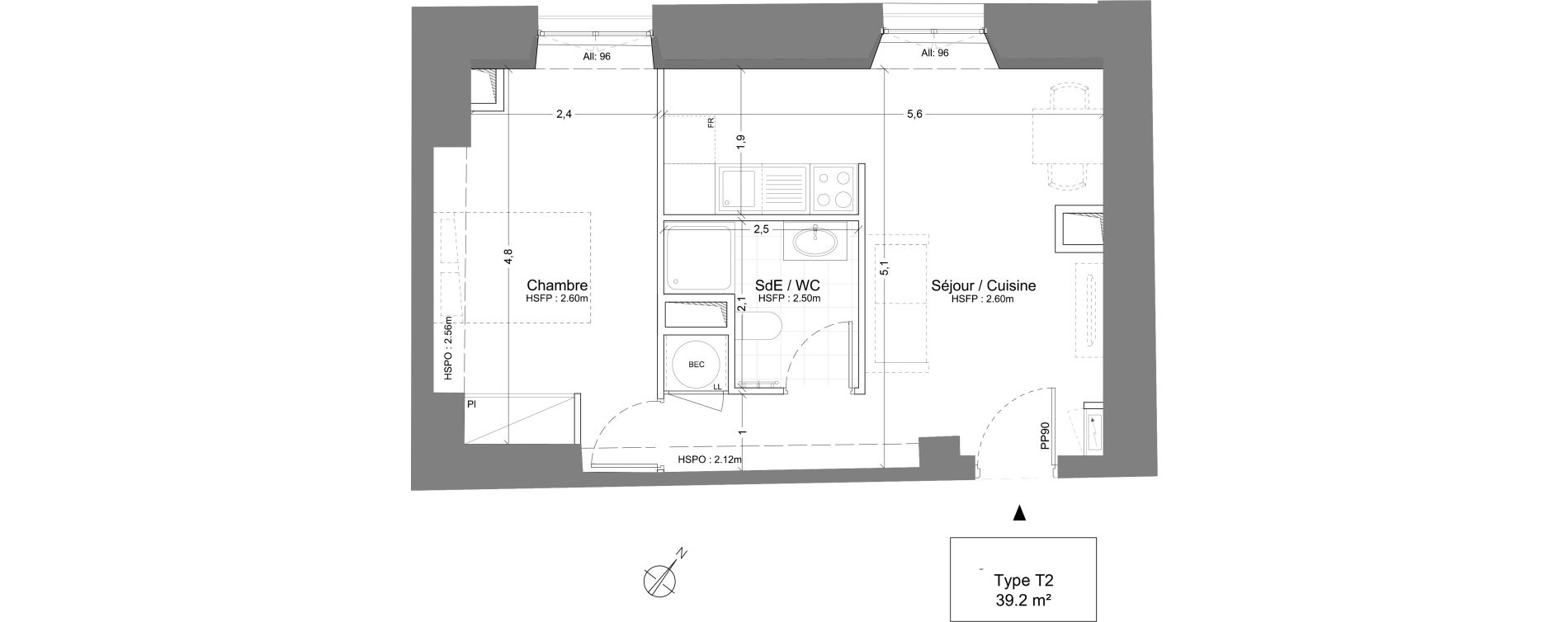 Appartement T2 de 39,20 m2 &agrave; Juilly Centre