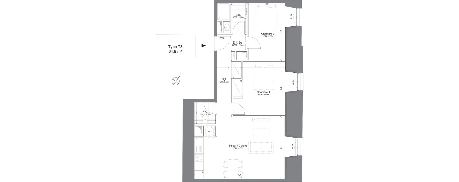 Appartement T3 de 64,90 m2 &agrave; Juilly Centre