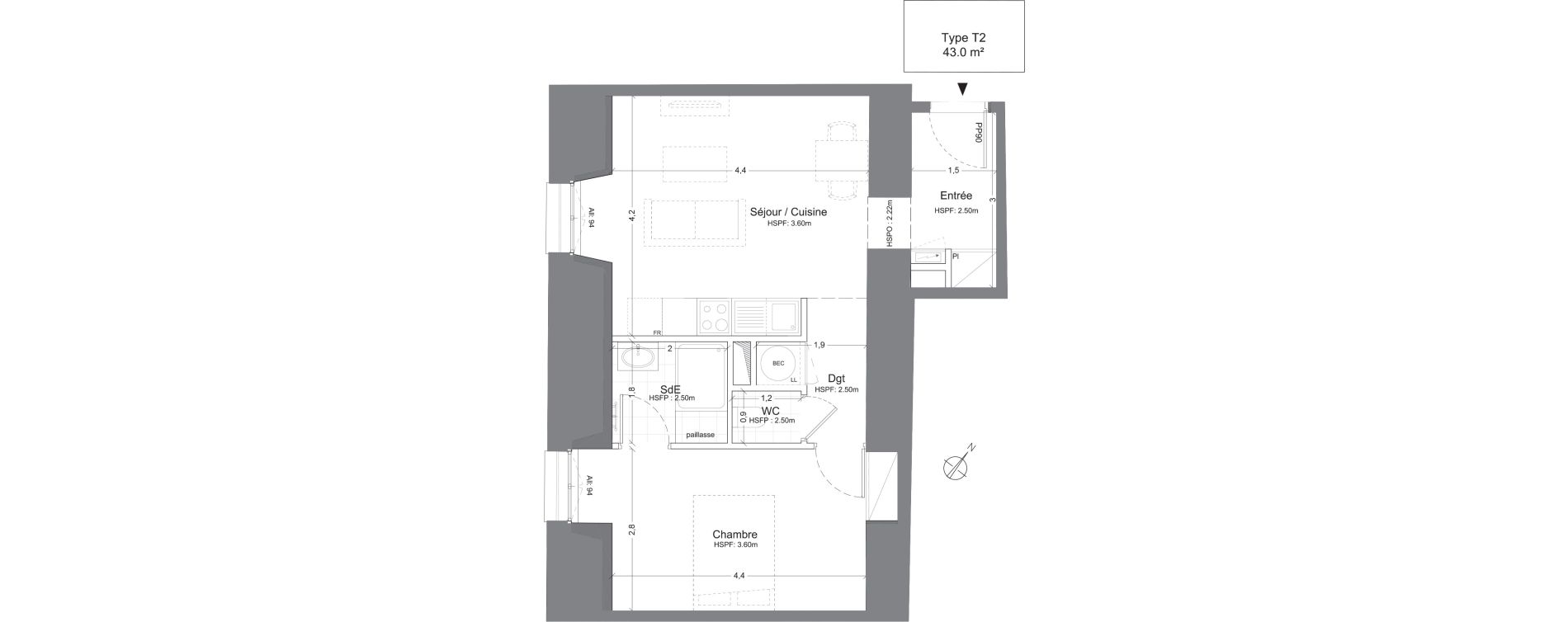 Appartement T2 de 43,00 m2 &agrave; Juilly Centre