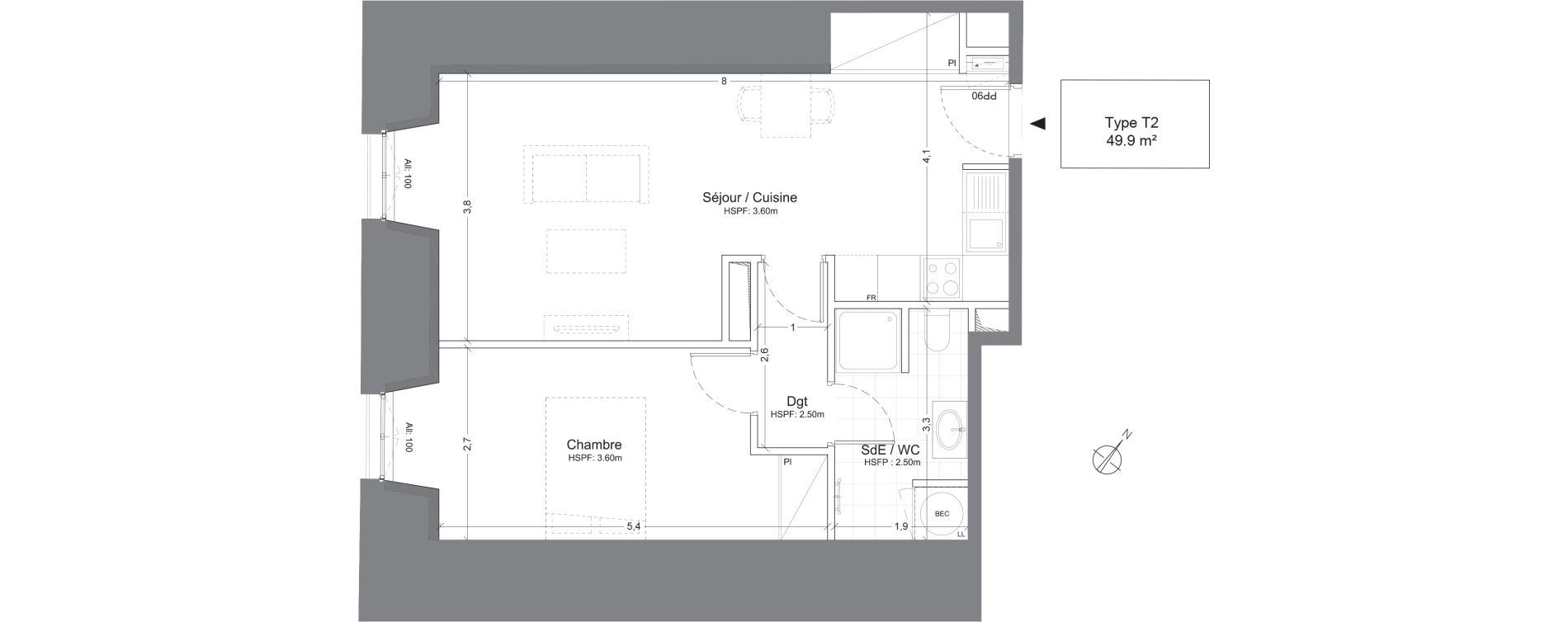 Appartement T2 de 49,90 m2 &agrave; Juilly Centre