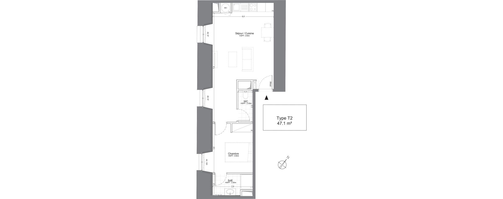 Appartement T2 de 47,10 m2 &agrave; Juilly Centre