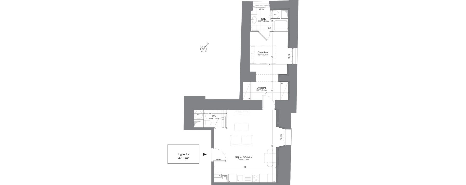 Appartement T2 de 47,30 m2 &agrave; Juilly Centre
