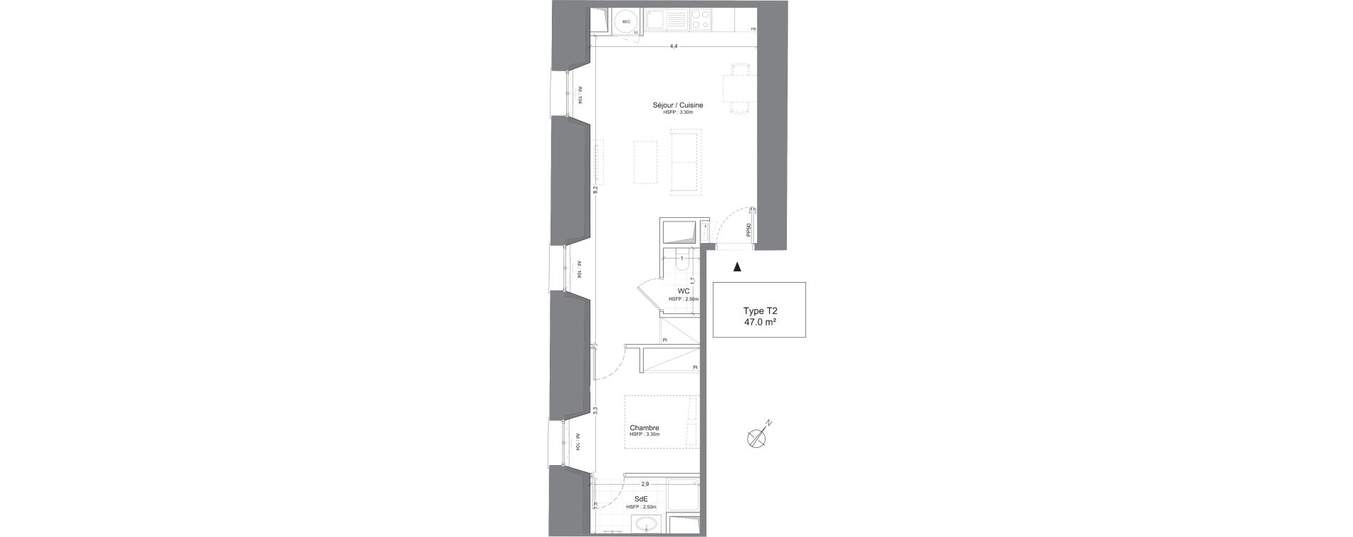 Appartement T2 de 47,00 m2 &agrave; Juilly Centre