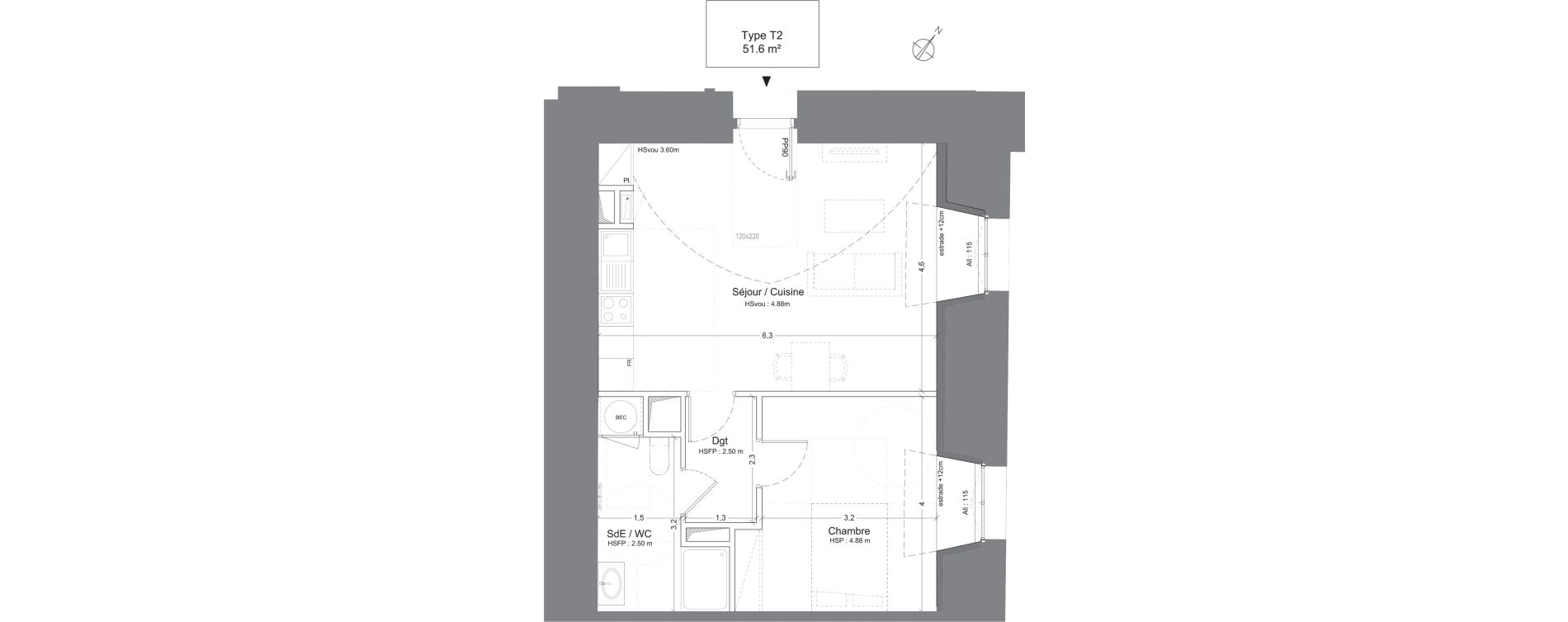 Appartement T2 de 51,60 m2 &agrave; Juilly Centre