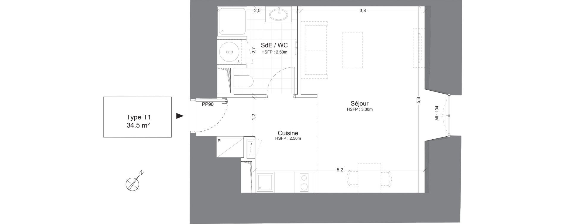 Appartement T1 de 47,10 m2 &agrave; Juilly Centre