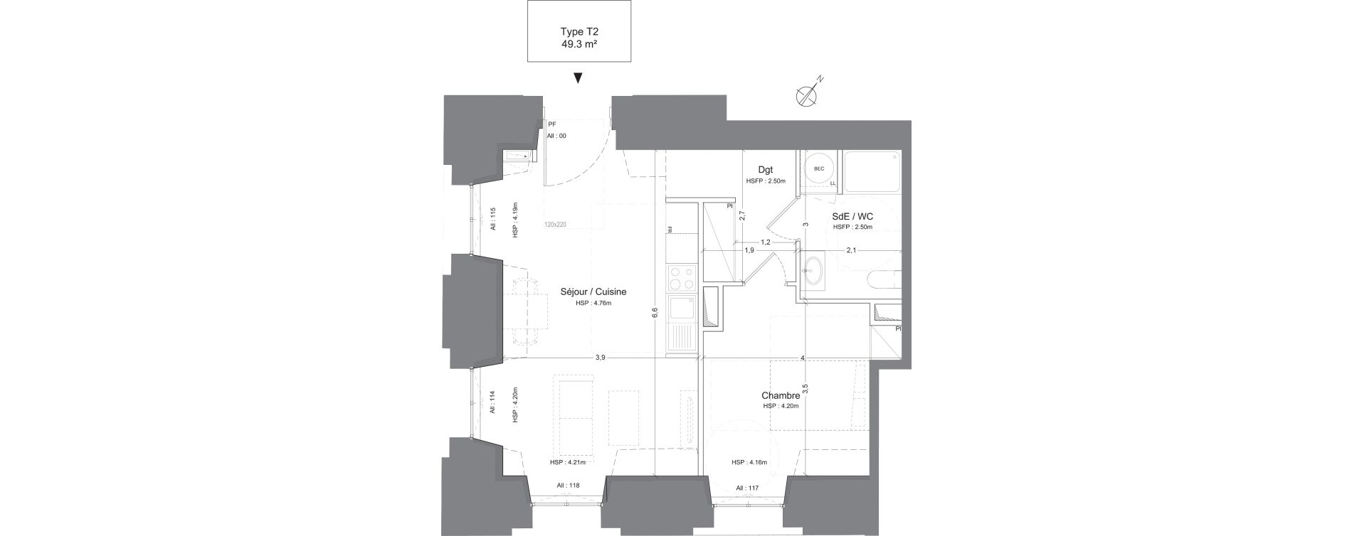 Appartement T2 de 49,30 m2 &agrave; Juilly Centre