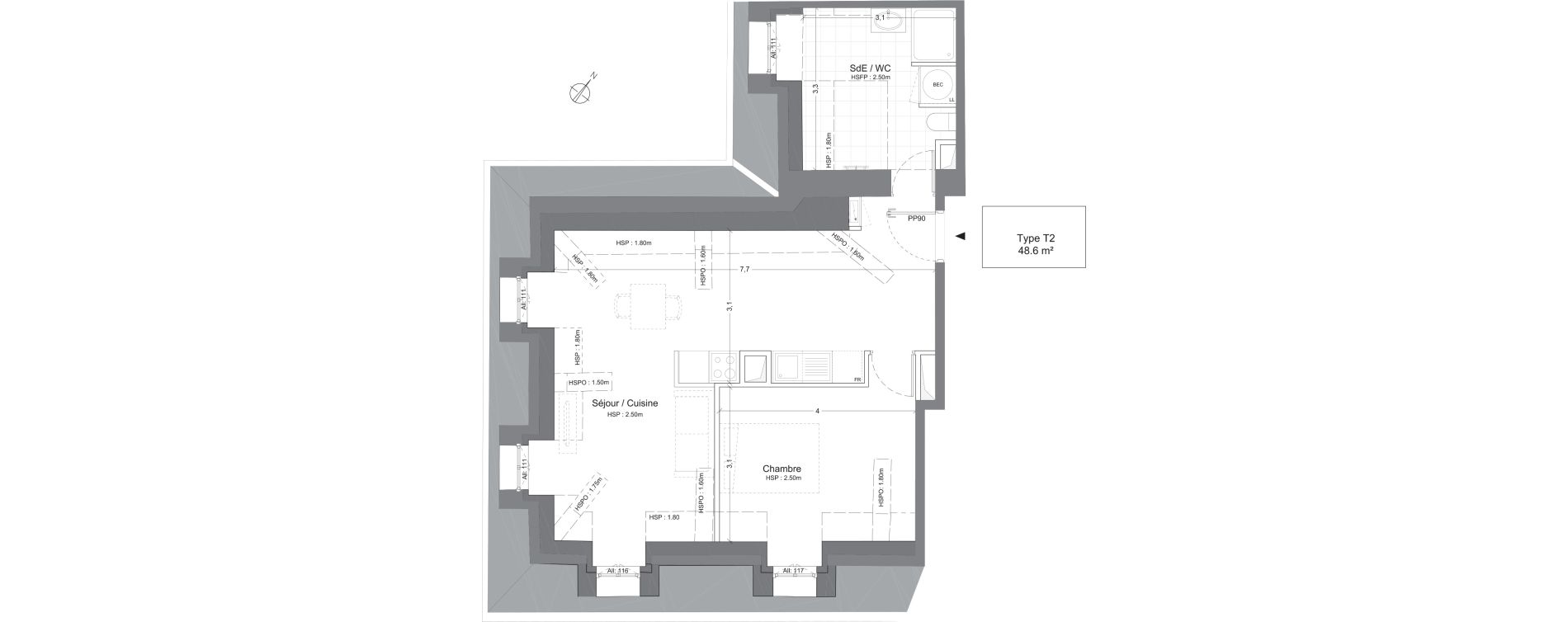 Appartement T2 de 48,60 m2 &agrave; Juilly Centre