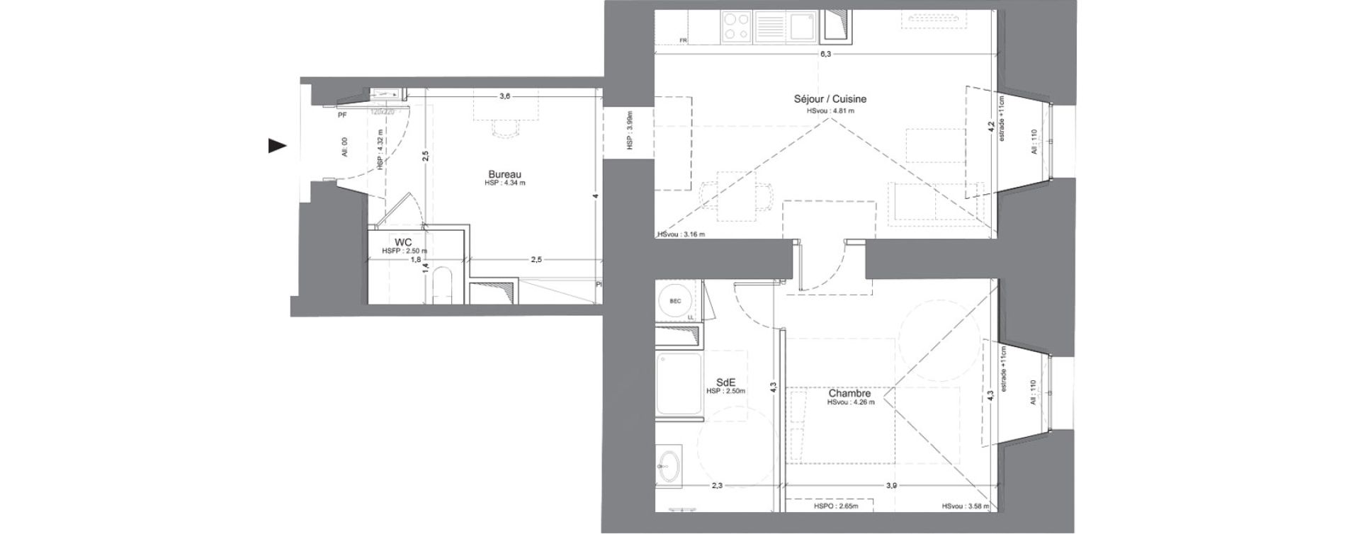 Duplex T2 de 72,10 m2 &agrave; Juilly Centre