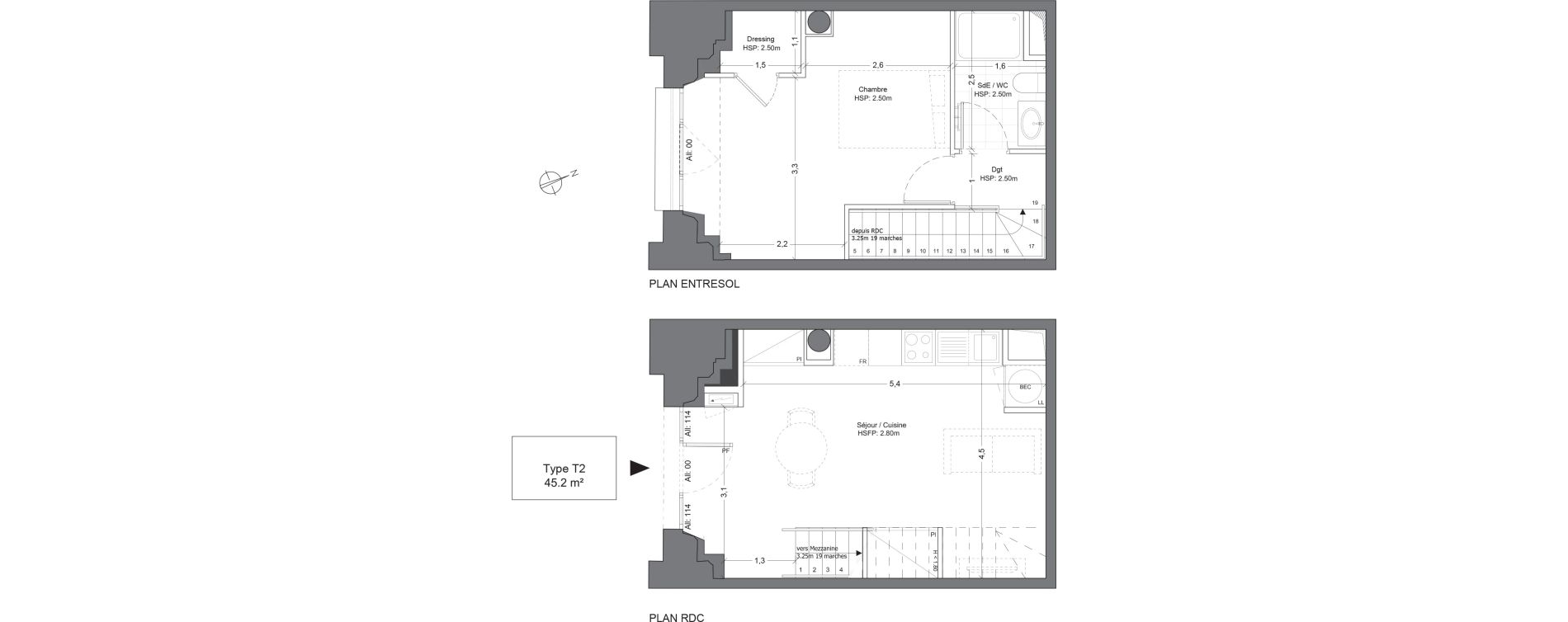 Duplex T2 de 45,20 m2 &agrave; Juilly Centre