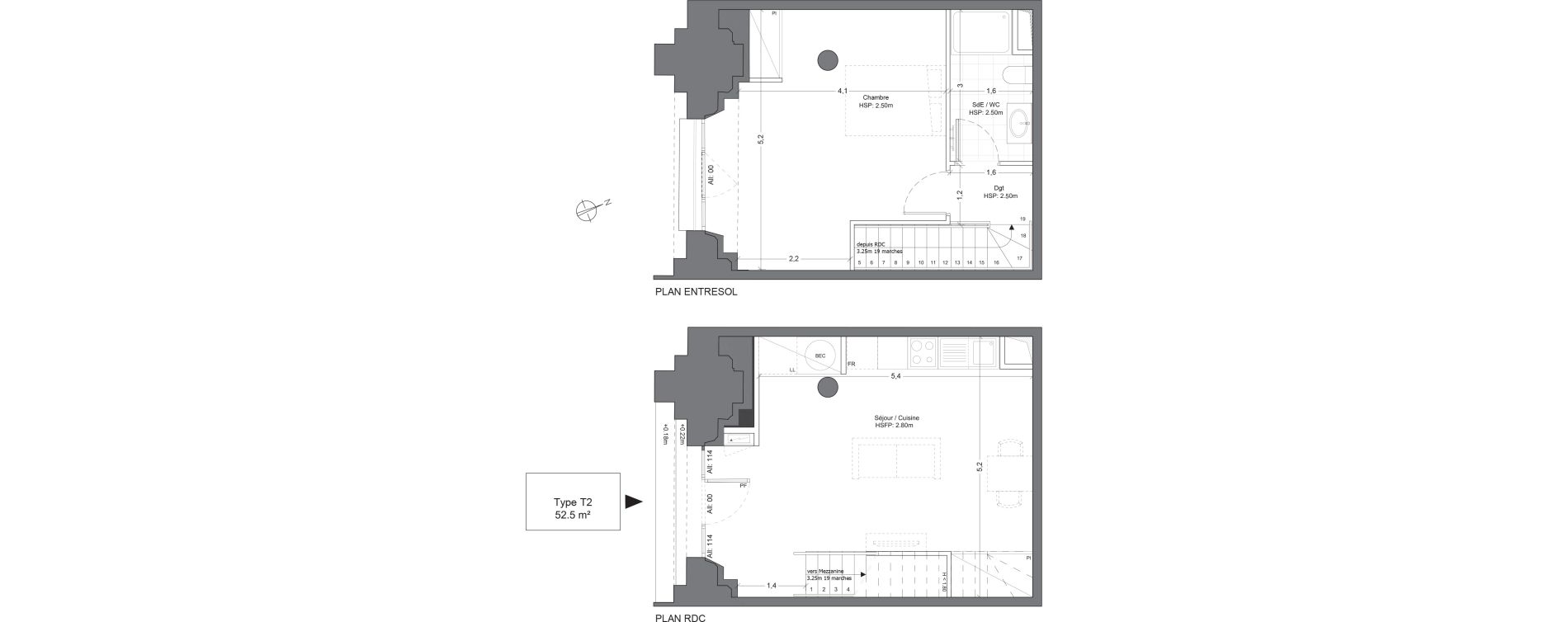 Duplex T2 de 52,50 m2 &agrave; Juilly Centre