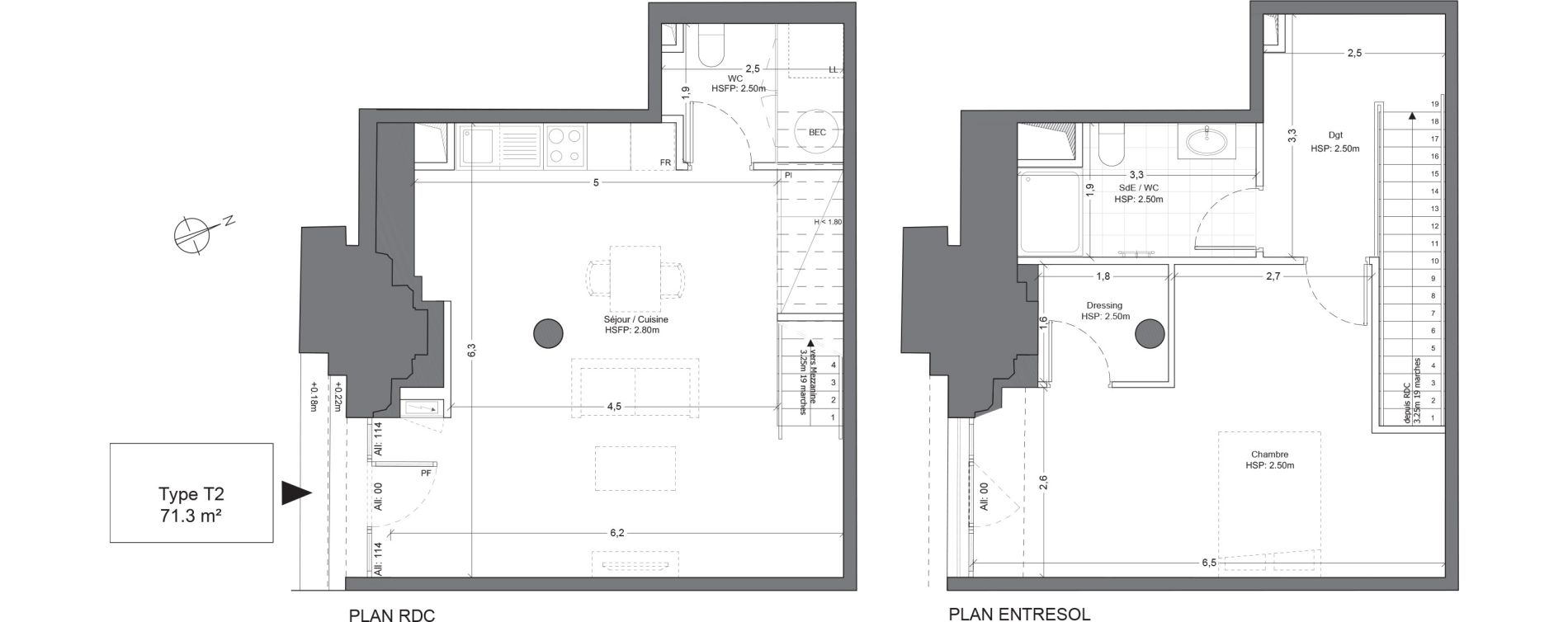 Duplex T2 de 71,13 m2 &agrave; Juilly Centre
