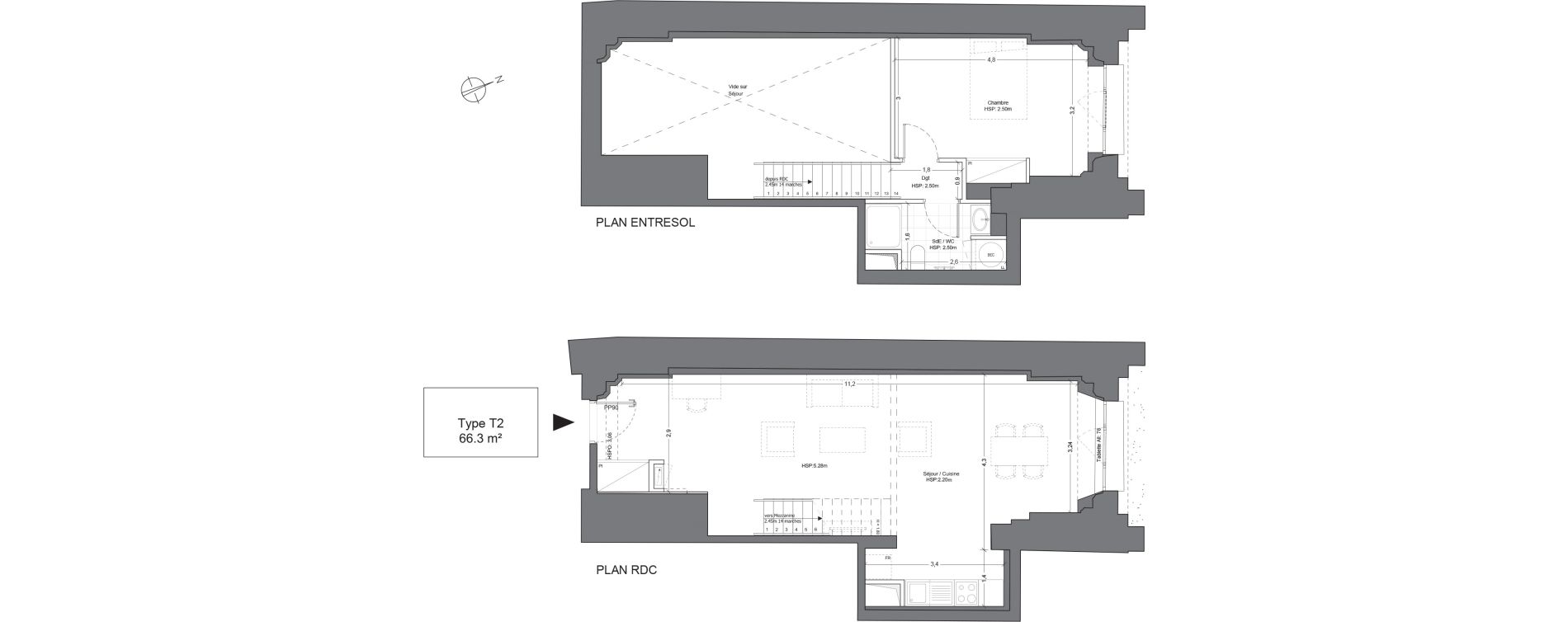 Duplex T2 de 66,30 m2 &agrave; Juilly Centre