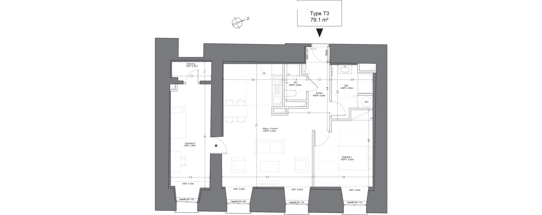 Appartement T3 de 79,10 m2 &agrave; Juilly Centre