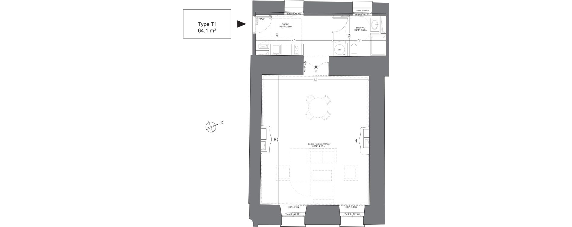 Appartement T1 de 64,10 m2 &agrave; Juilly Centre