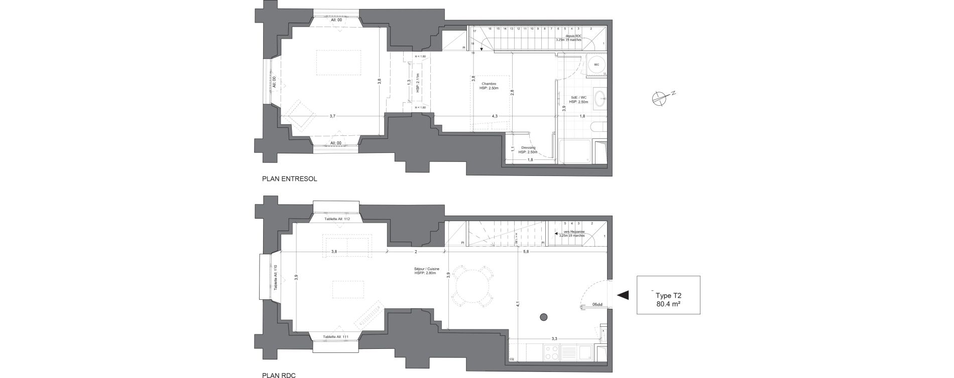 Duplex T2 de 80,40 m2 &agrave; Juilly Centre