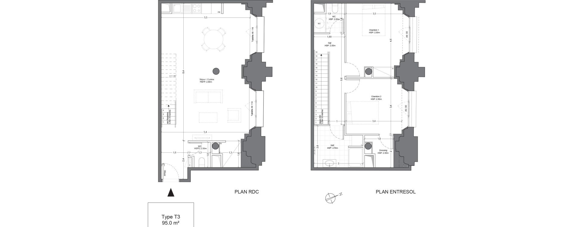 Duplex T3 de 95,00 m2 &agrave; Juilly Centre