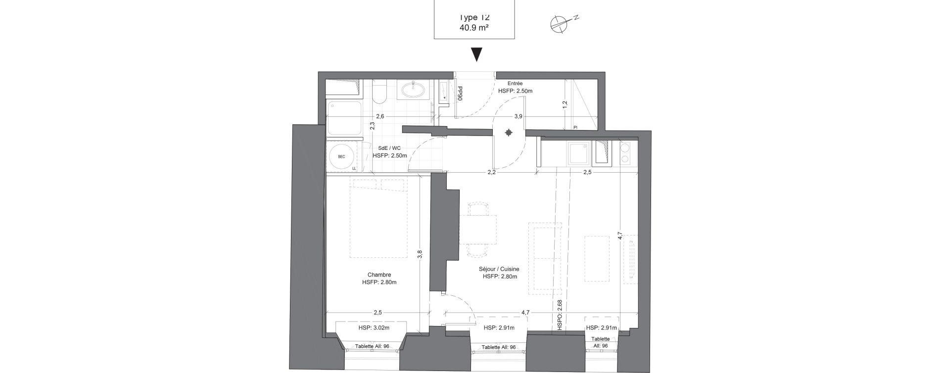 Appartement T2 de 40,90 m2 &agrave; Juilly Centre