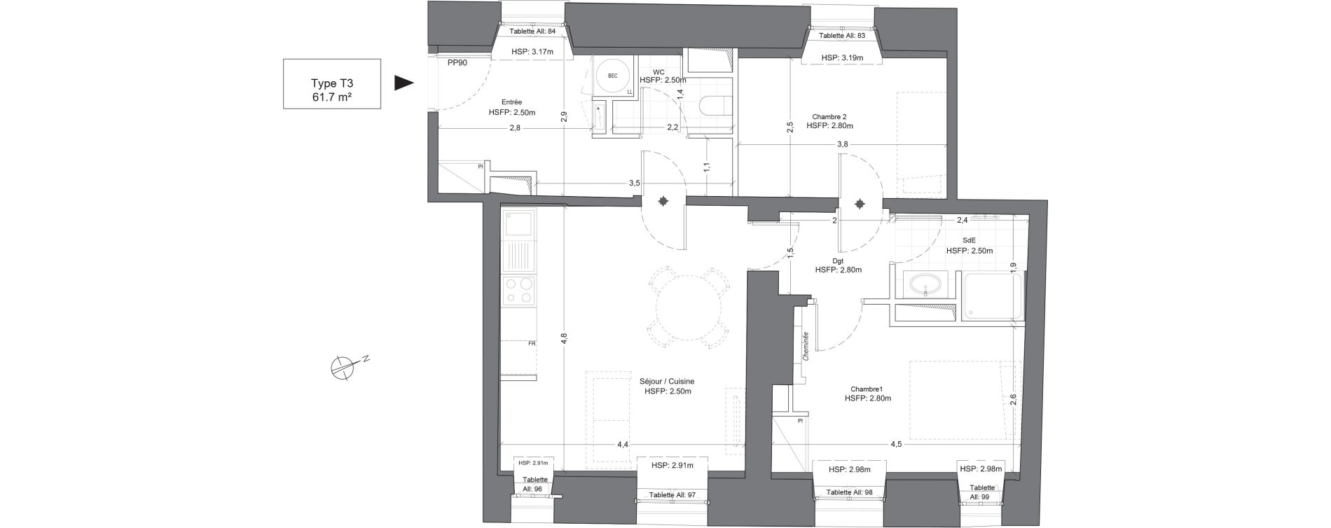 Appartement T3 de 61,70 m2 &agrave; Juilly Centre