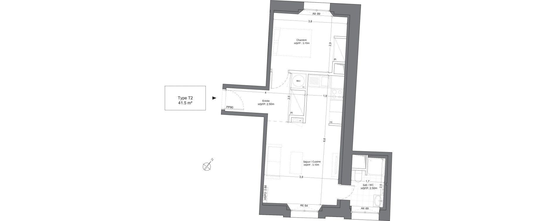 Appartement T2 de 41,50 m2 &agrave; Juilly Centre