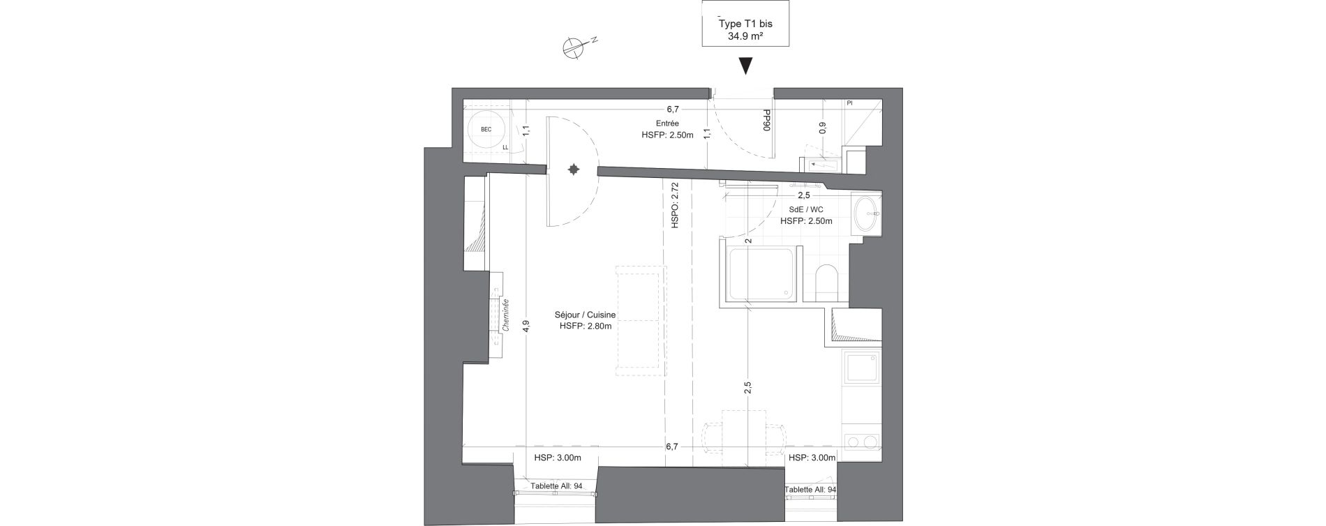 Appartement T1 de 34,90 m2 &agrave; Juilly Centre