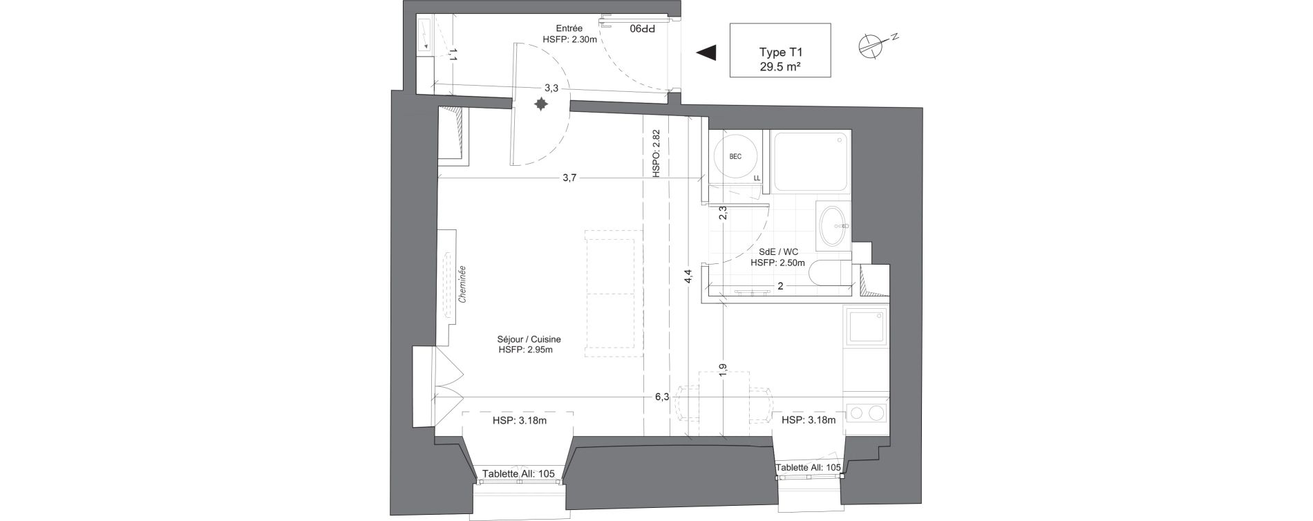 Appartement T1 de 29,50 m2 &agrave; Juilly Centre
